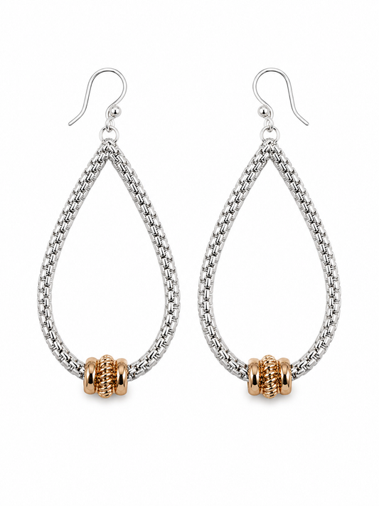 Two Tone Earrings- Silver