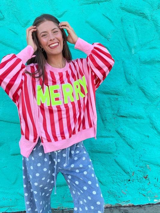Bright Neon Merry Pullover