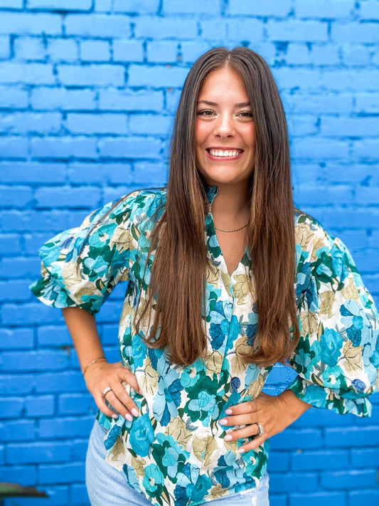 Tops Fifi Floral Blouse Blue S