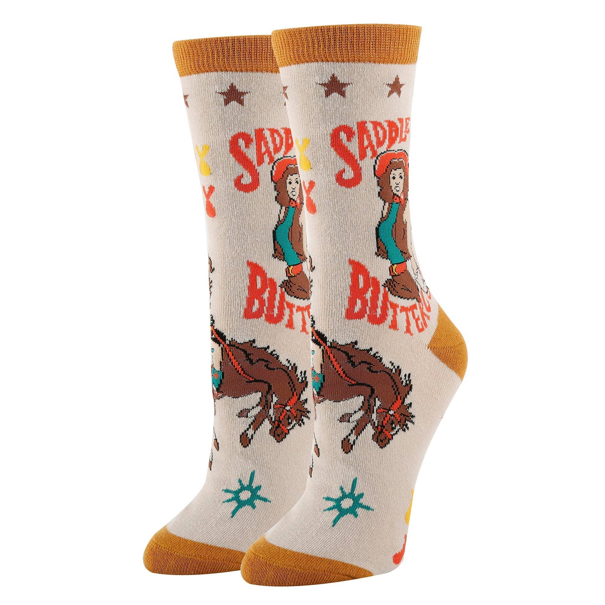 Other Goodies Saddle Up | Women's Funny Saying Cowgirl Crew Socks