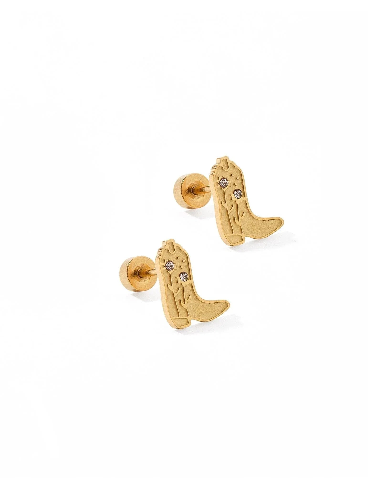 Jewelry Screwback Stud Earrings - Daisy Cowgirl Boot