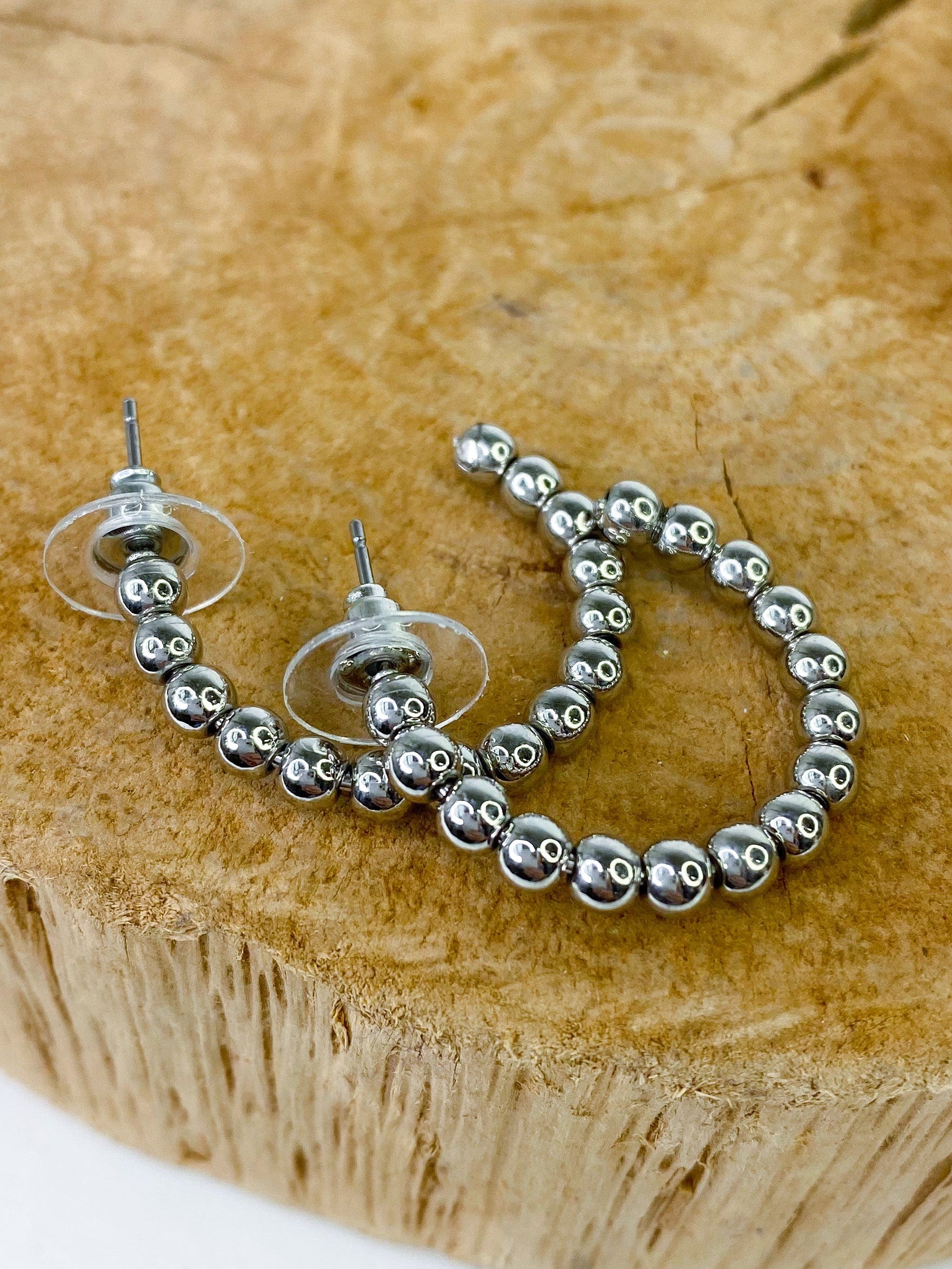 Earrings Silver Ball Hoop