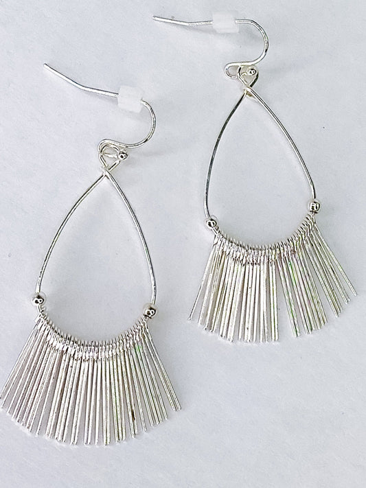 Earrings Silver Teardrop Fringe Earrings