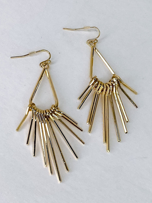 Earrings Spikey Teardrop Earrings-Golden