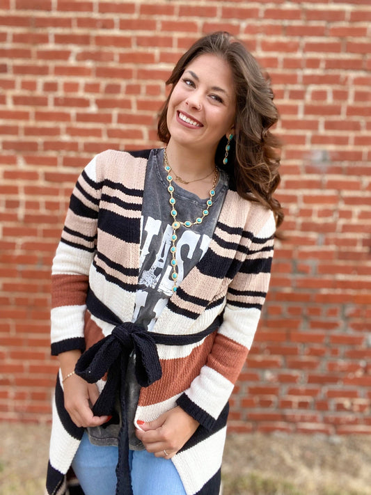 Striped Duster Cardigan
