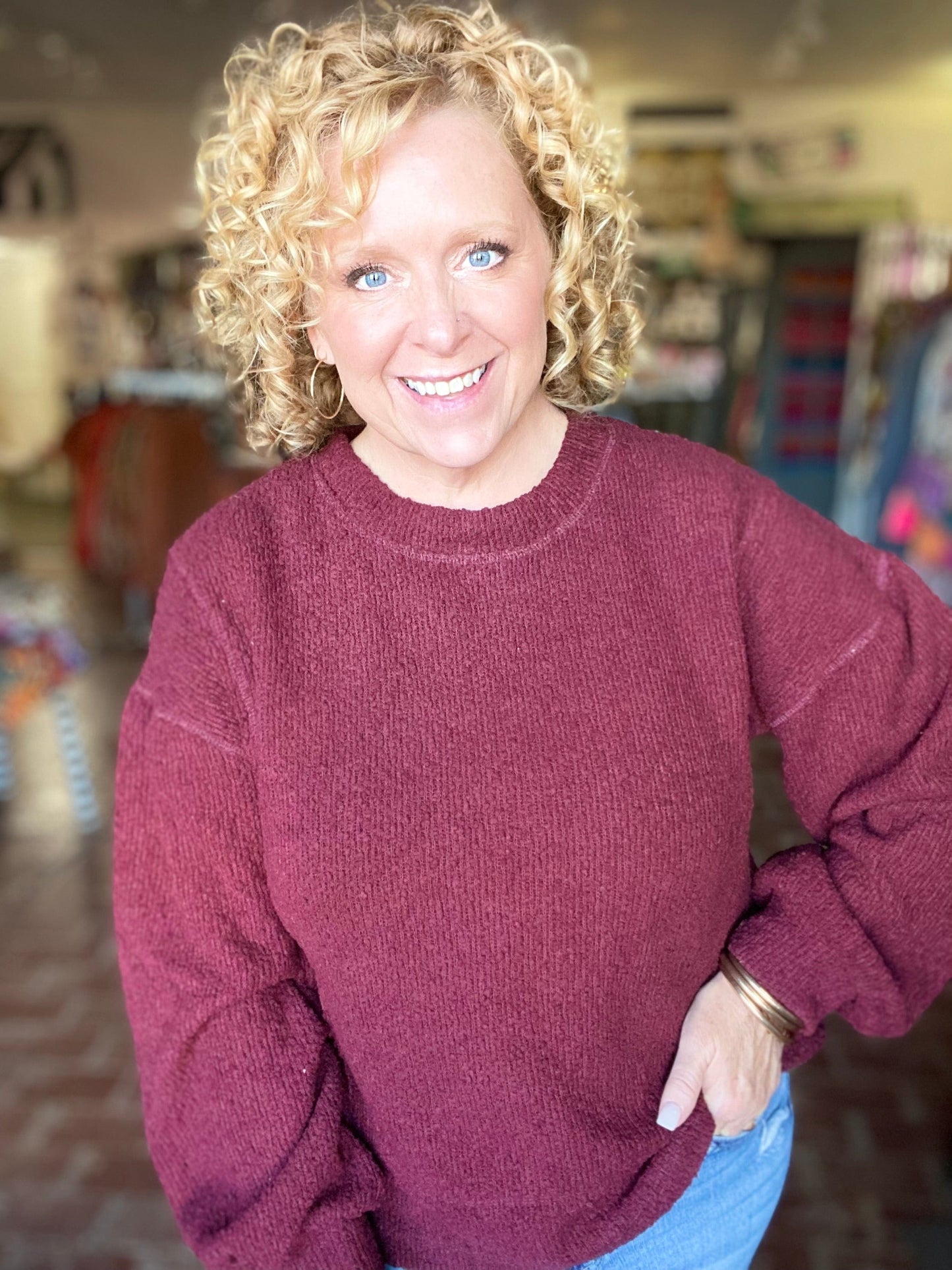 Shirts & Tops Tamra Textured Pullover- Wine