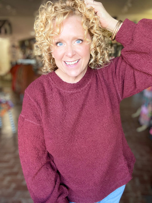 Shirts & Tops Tamra Textured Pullover- Wine