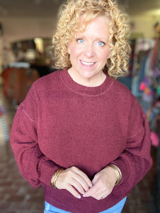 Shirts & Tops Tamra Textured Pullover- Wine