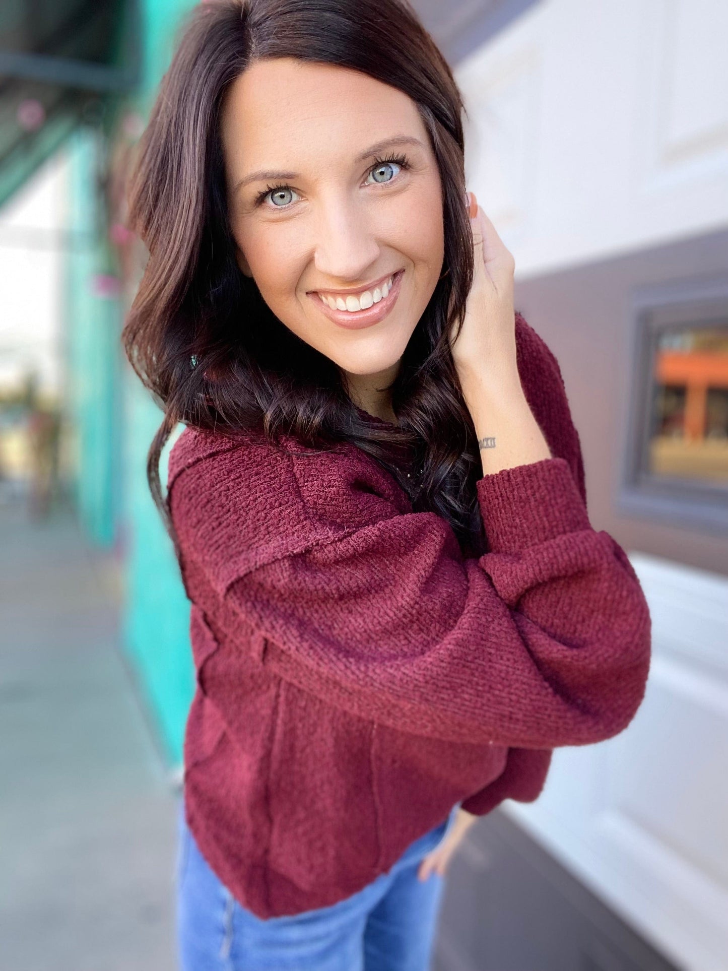 Shirts & Tops Tamra Textured Pullover- Wine