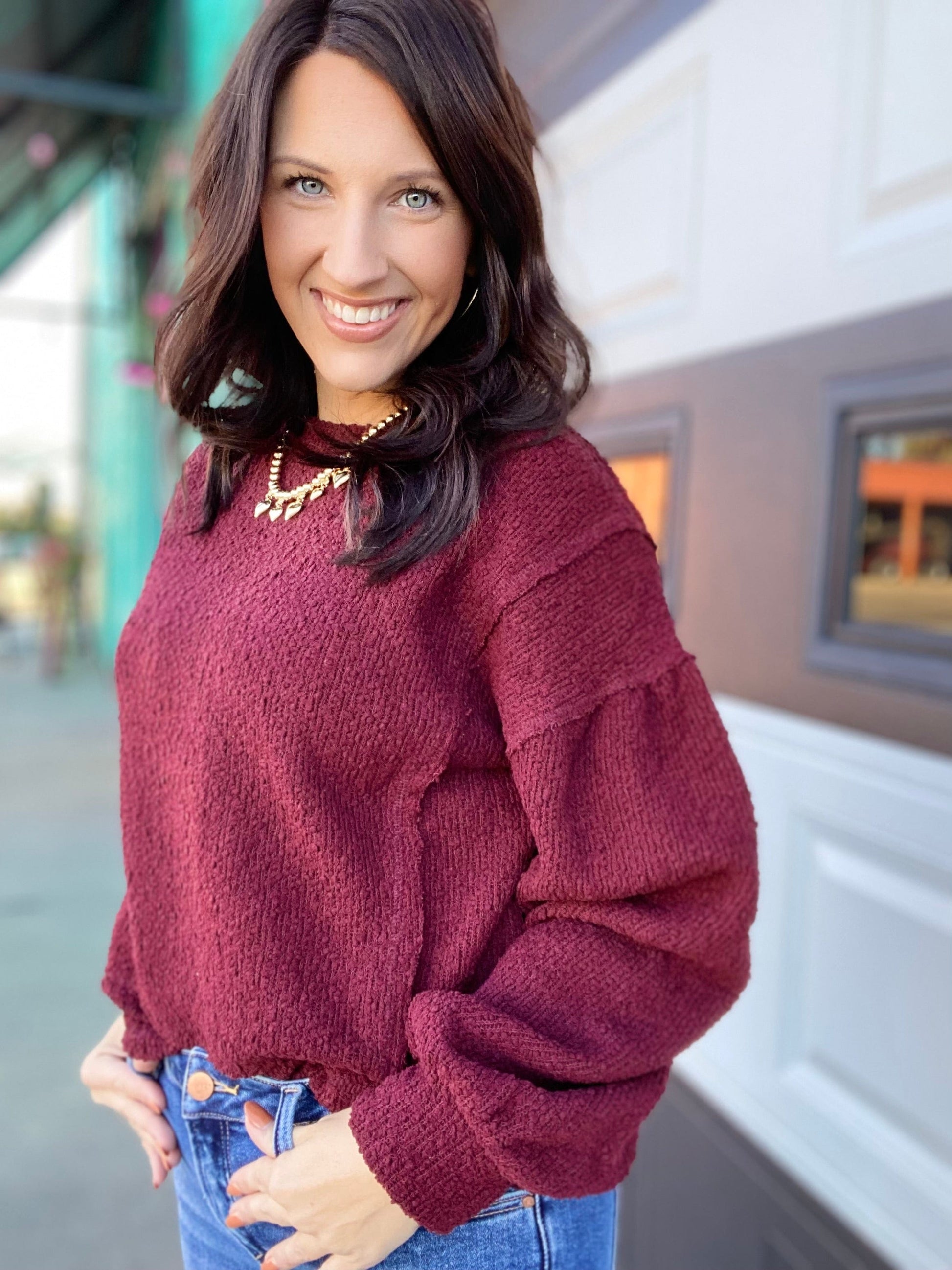 Shirts & Tops Tamra Textured Pullover- Wine