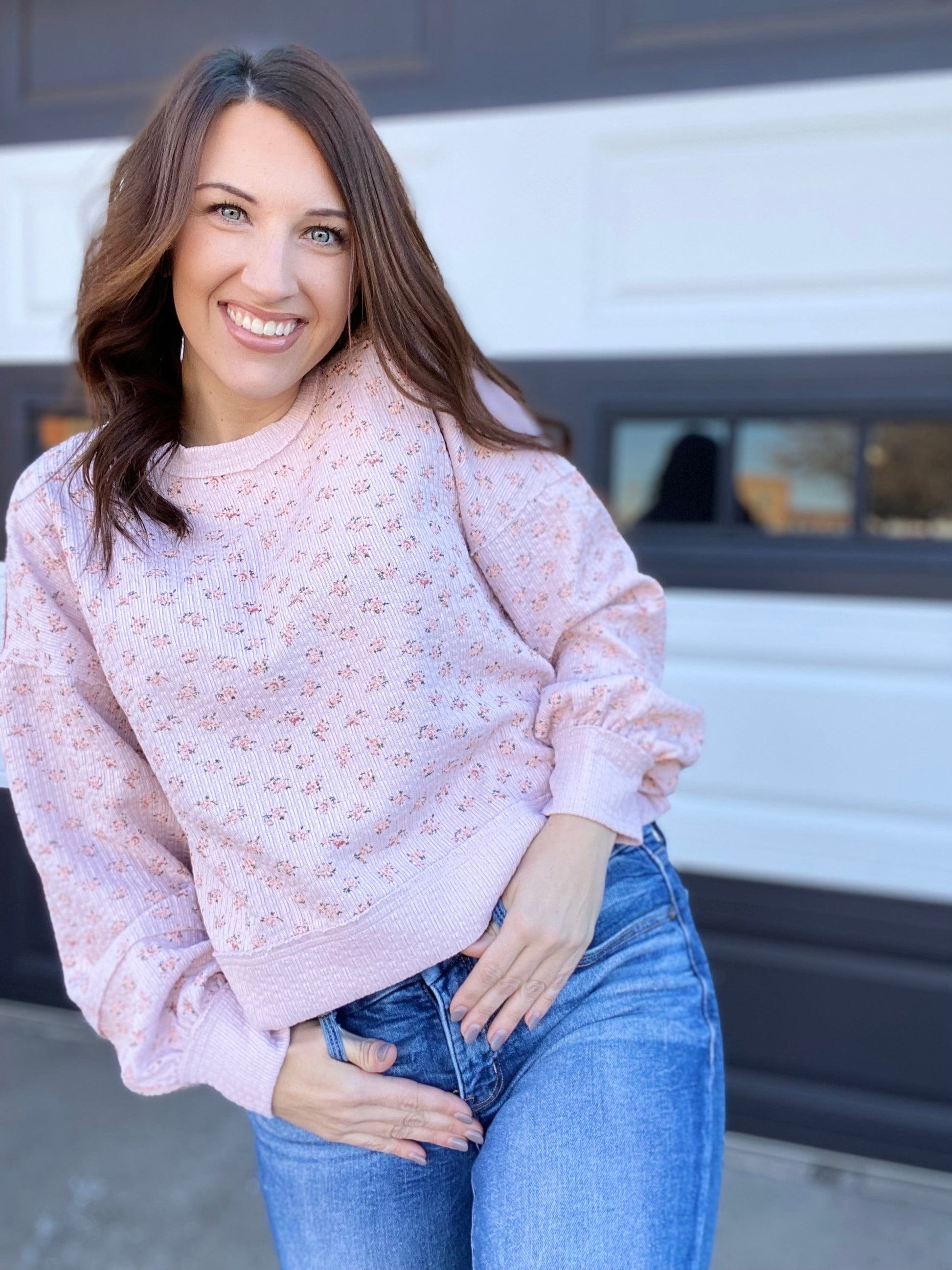 Shirts & Tops Tinny Waffle Knit- Blush Floral