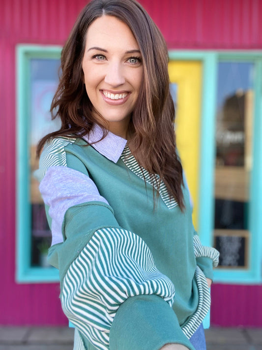 Shirts & Tops Traci Striped Pullover-Green