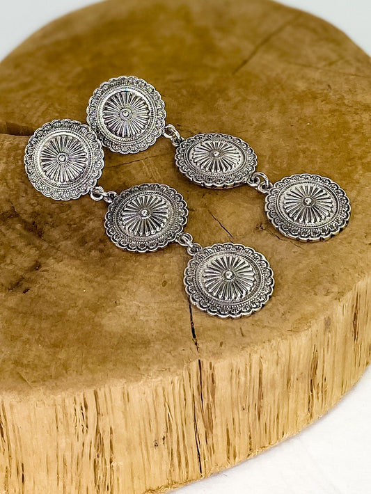 Earrings Triple Silver Concho Earring