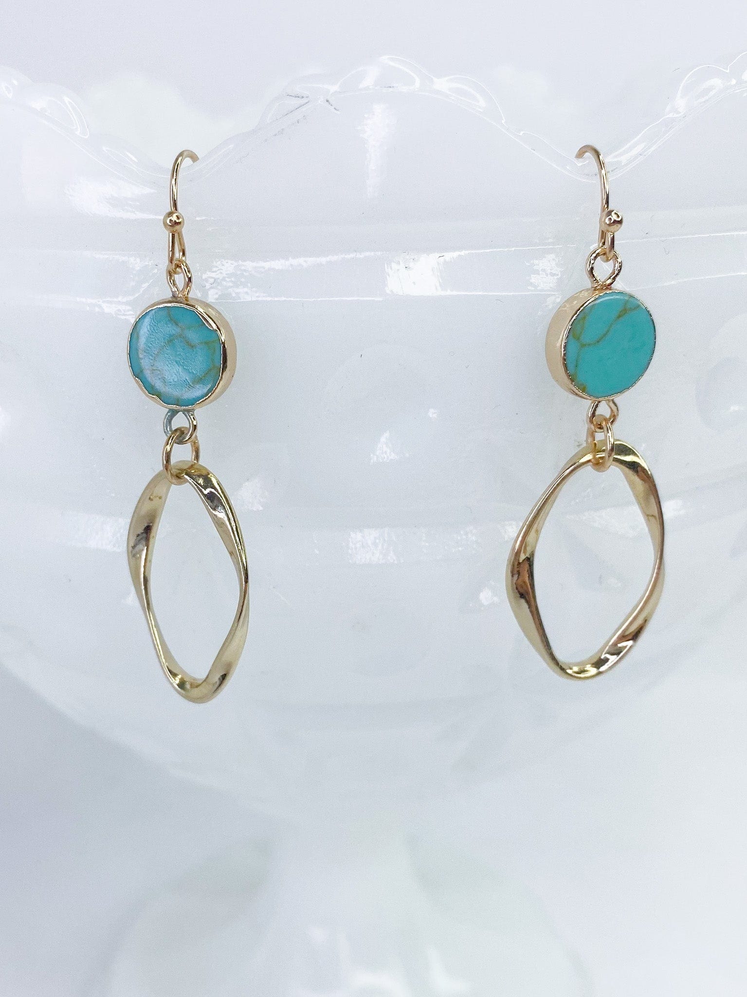 Earrings Turquoise and Gold Drop Earring