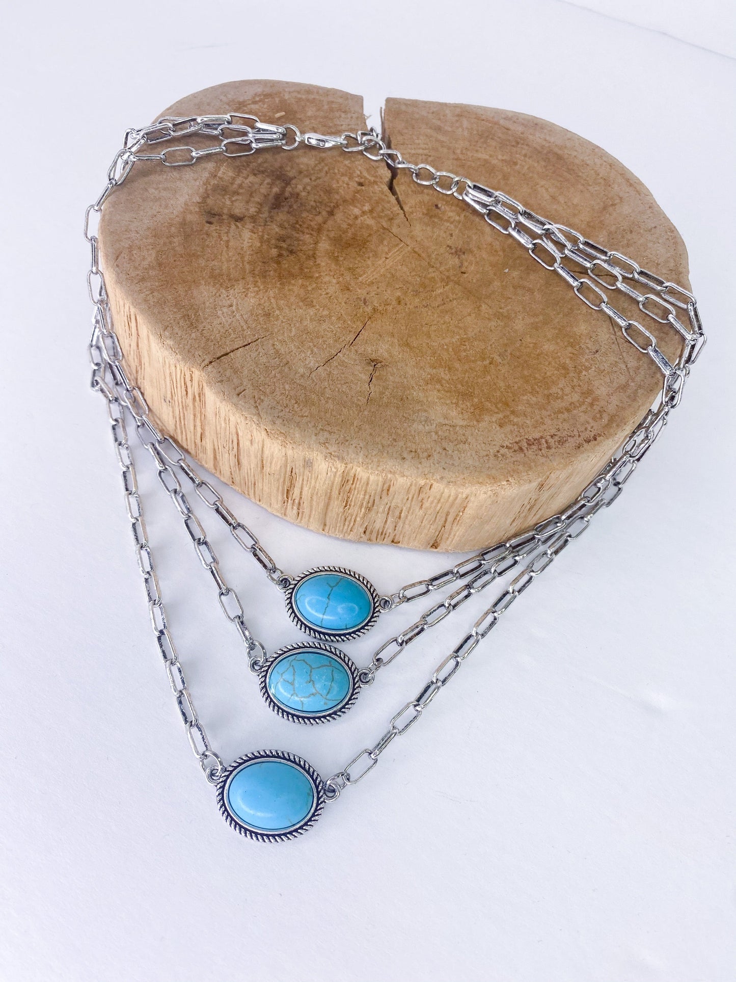 Necklaces Turquoise Concho Triple Strand Necklace