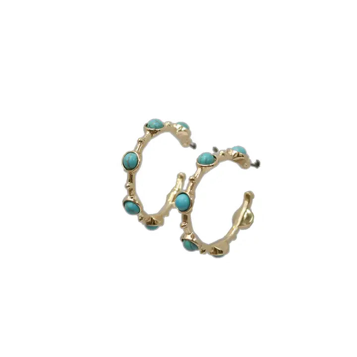 Earrings Turquoise Gold Hoop Earring