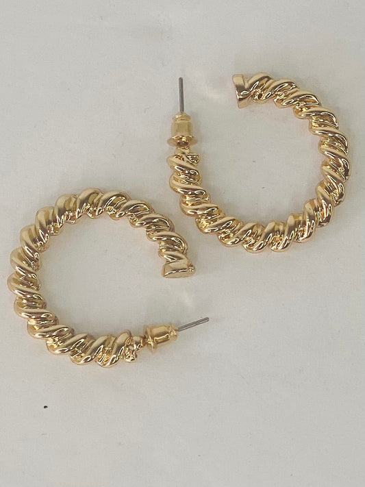 Earrings Twisted Hoop Earrings-Gold