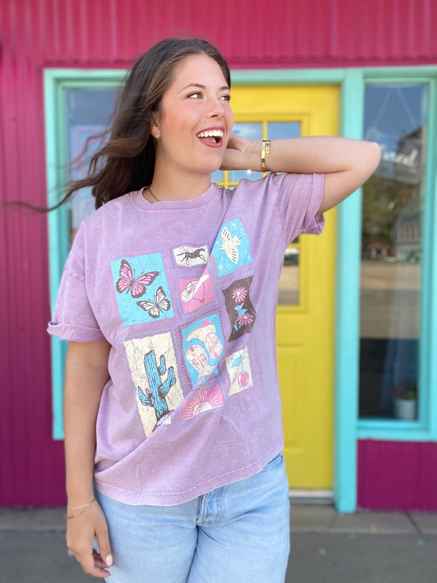 Graphic Tees Vintage Western Tee- Lavender