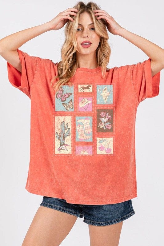 Graphic Tees Vintage Western Tee- Orange