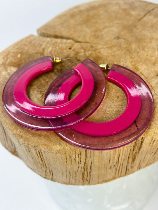 Earrings Chelsi Lucite Hoop Rose