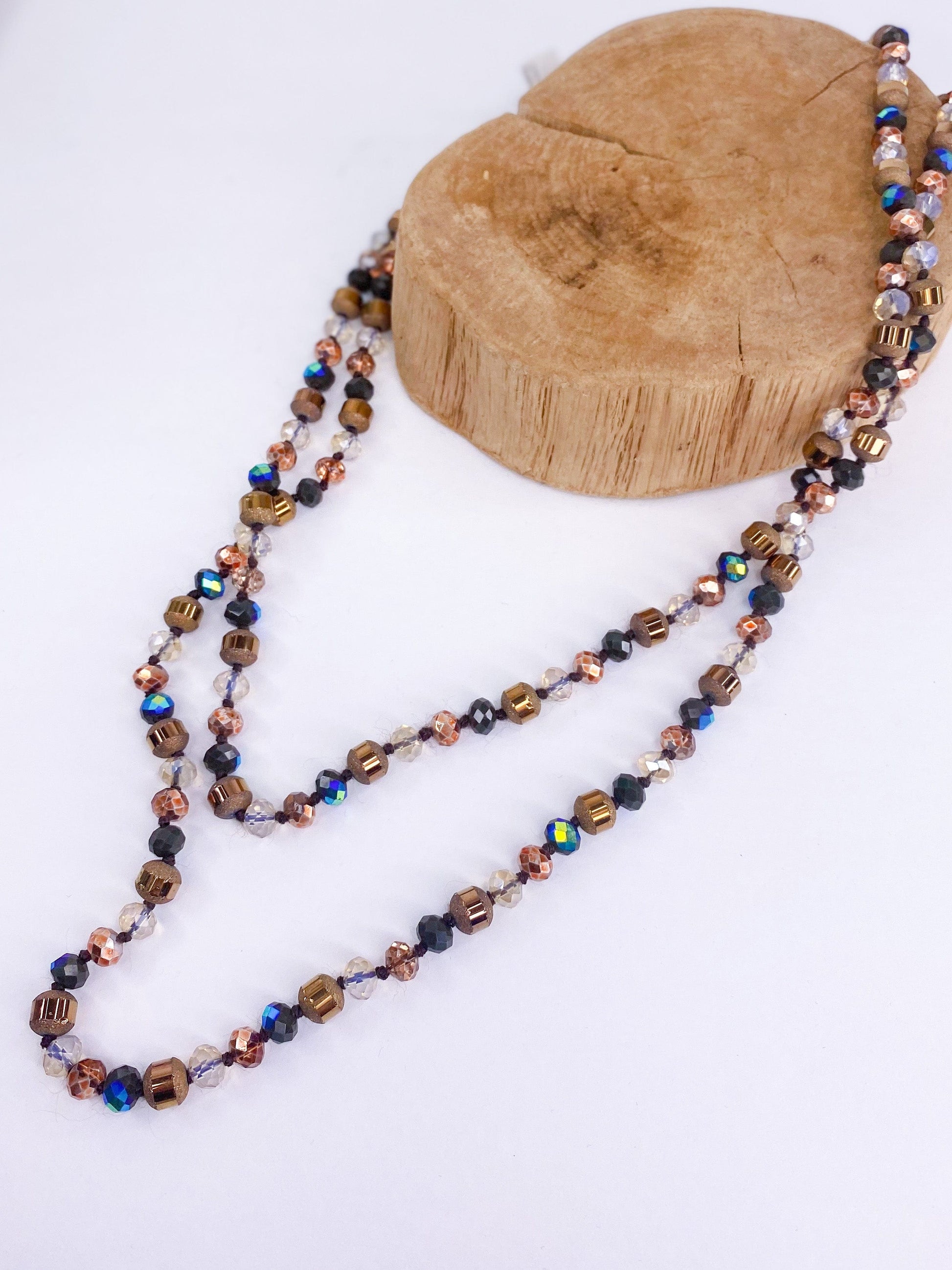 Necklaces Coppery Fall Beaded Necklace