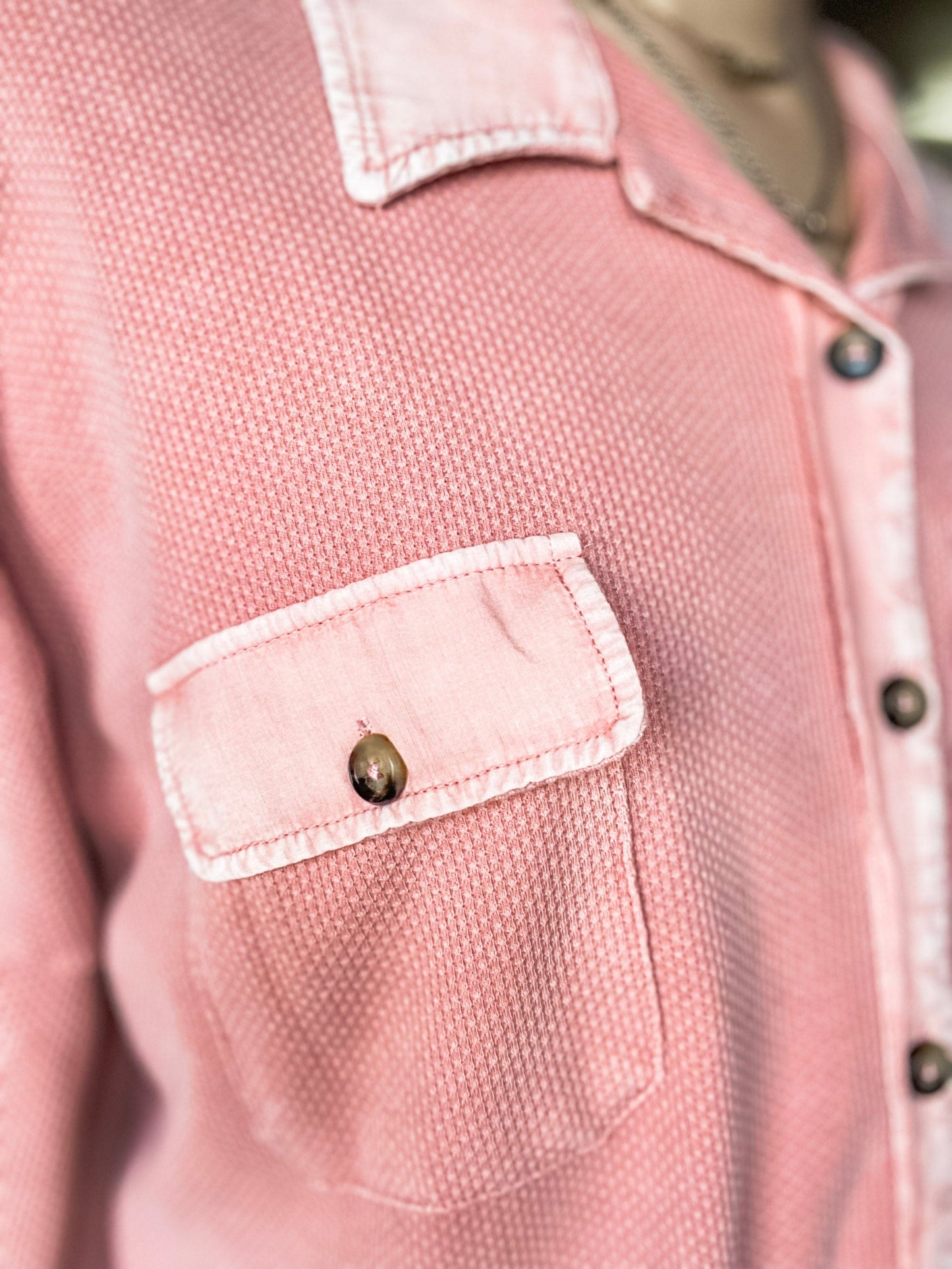 Outerwear Coral Textured Button Down