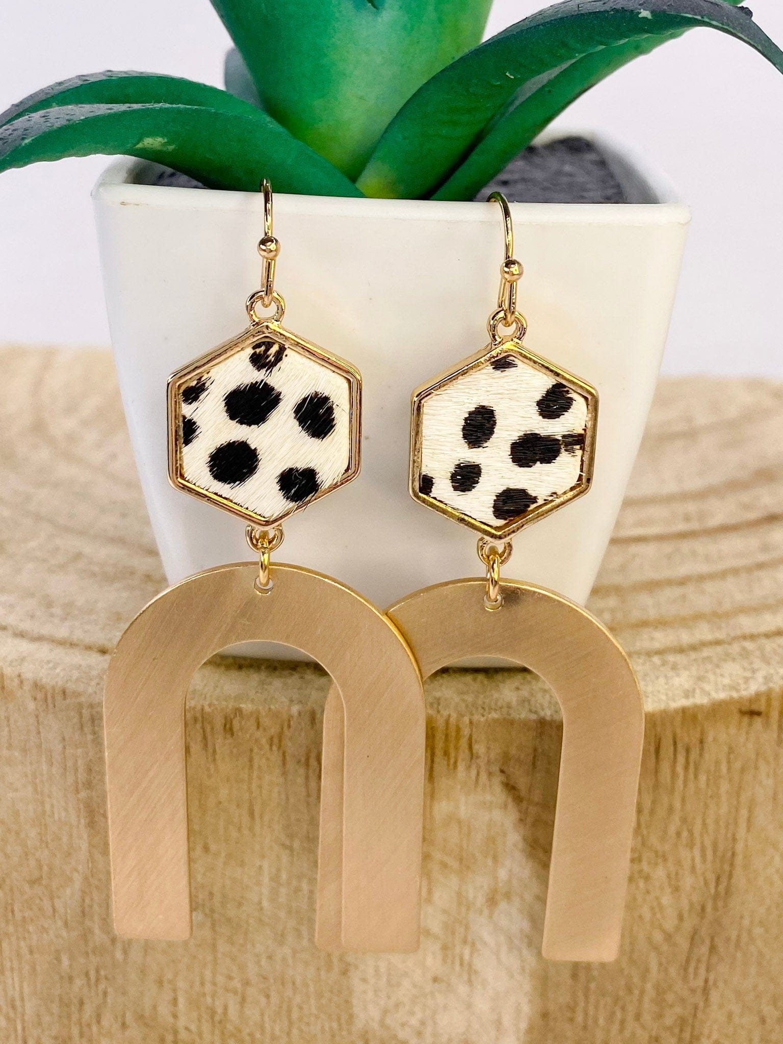 Earrings Goldee Horseshoe Earring-Dalmatian
