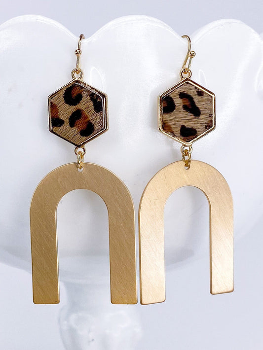 Earrings Goldee Horseshoe Earring-Leopard