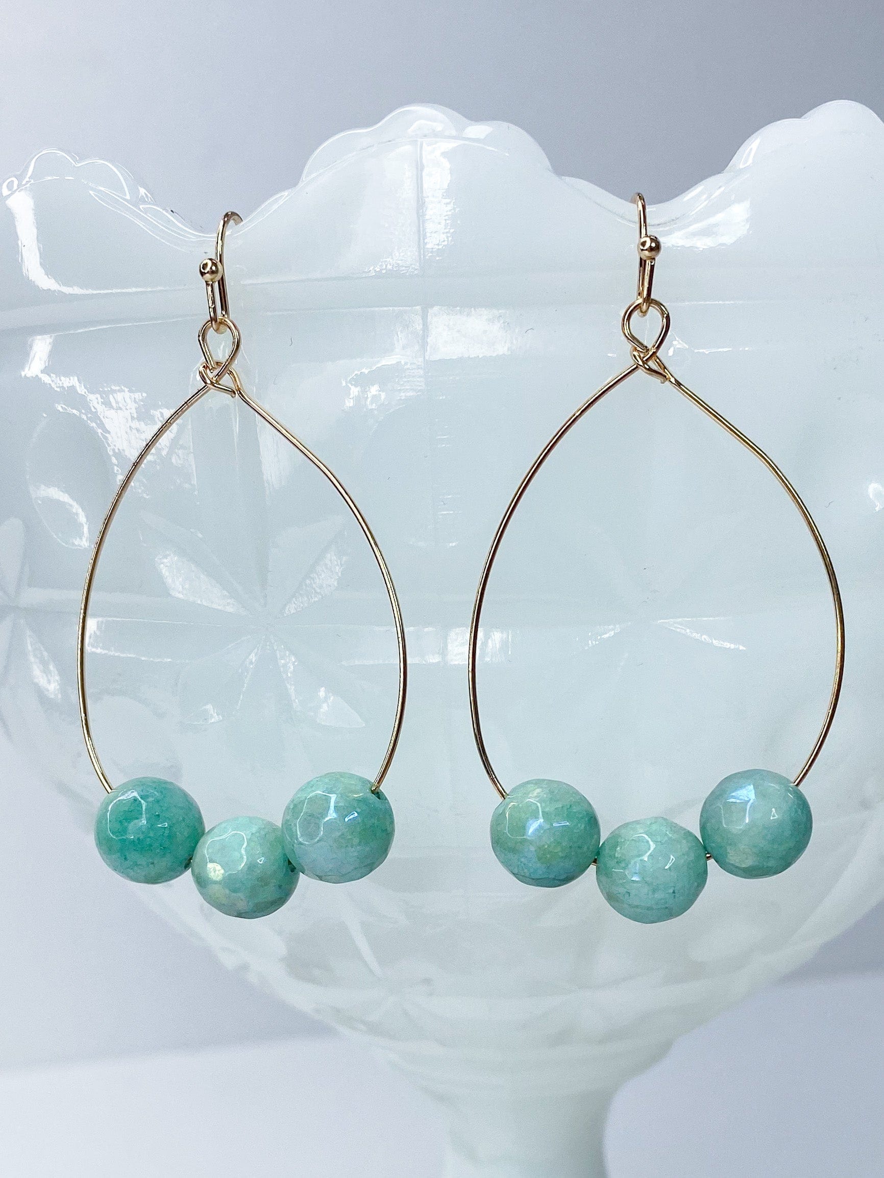 Earrings Jax Triple Stone Earring-Minty