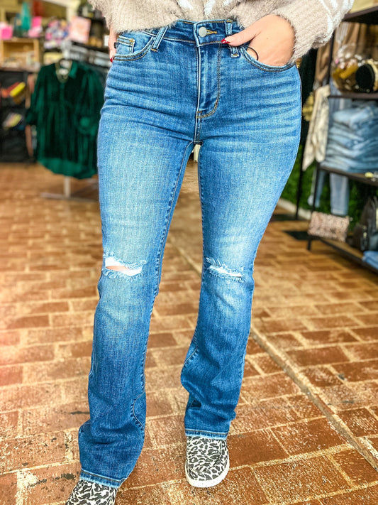 Bottoms Judy Blue Midrise Bootcut-Distressed