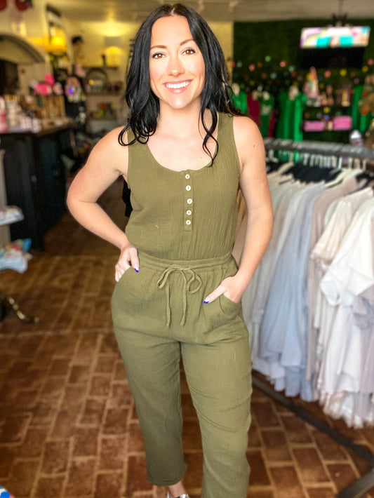 Jumpsuit Just Gauzy Jumper Olive