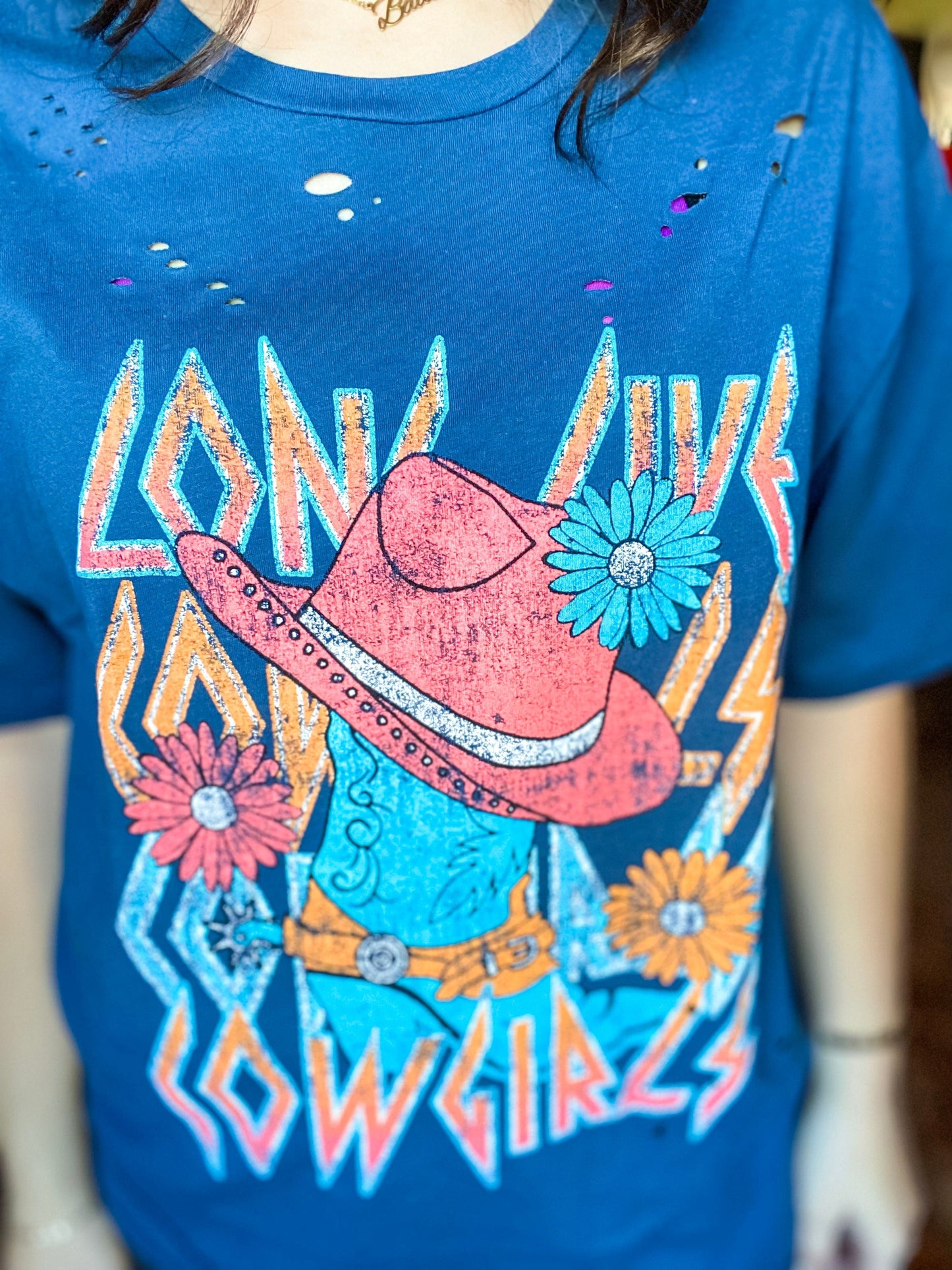 Graphic Tees Long Live Cowgirls-Blue