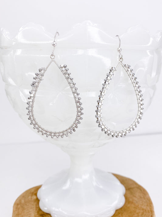 Earrings Matte Silver Teardrop Earring