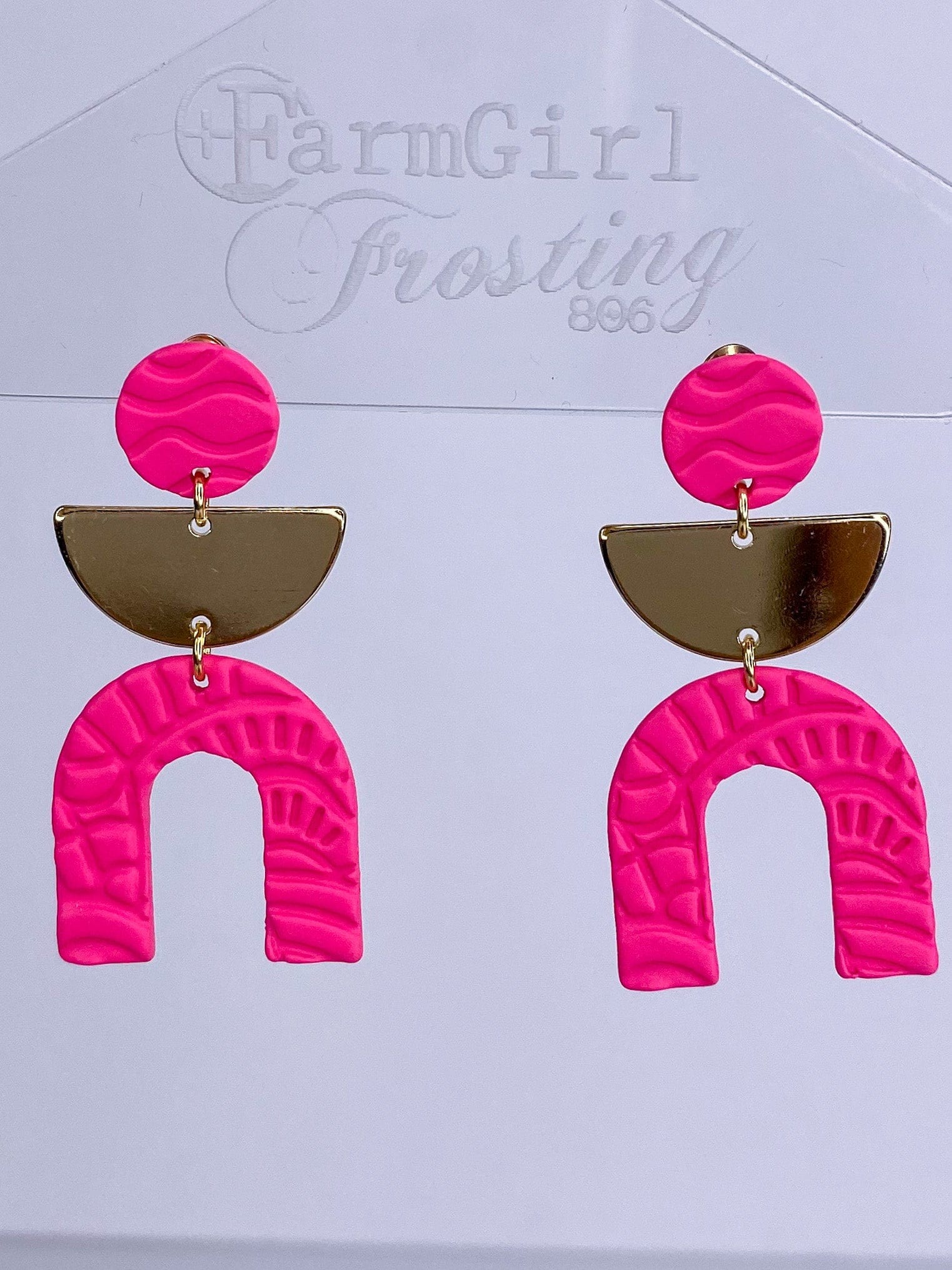 Earrings Neon Pink Clay Earring