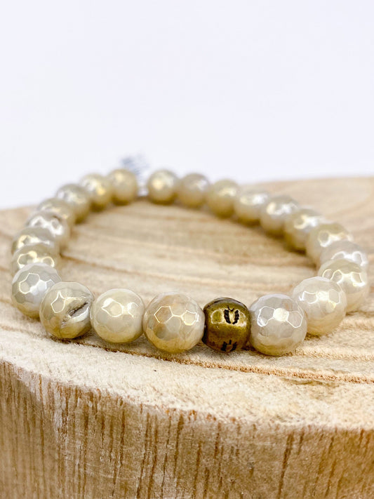 Bracelets Faceted Stretch Bracelet Olive