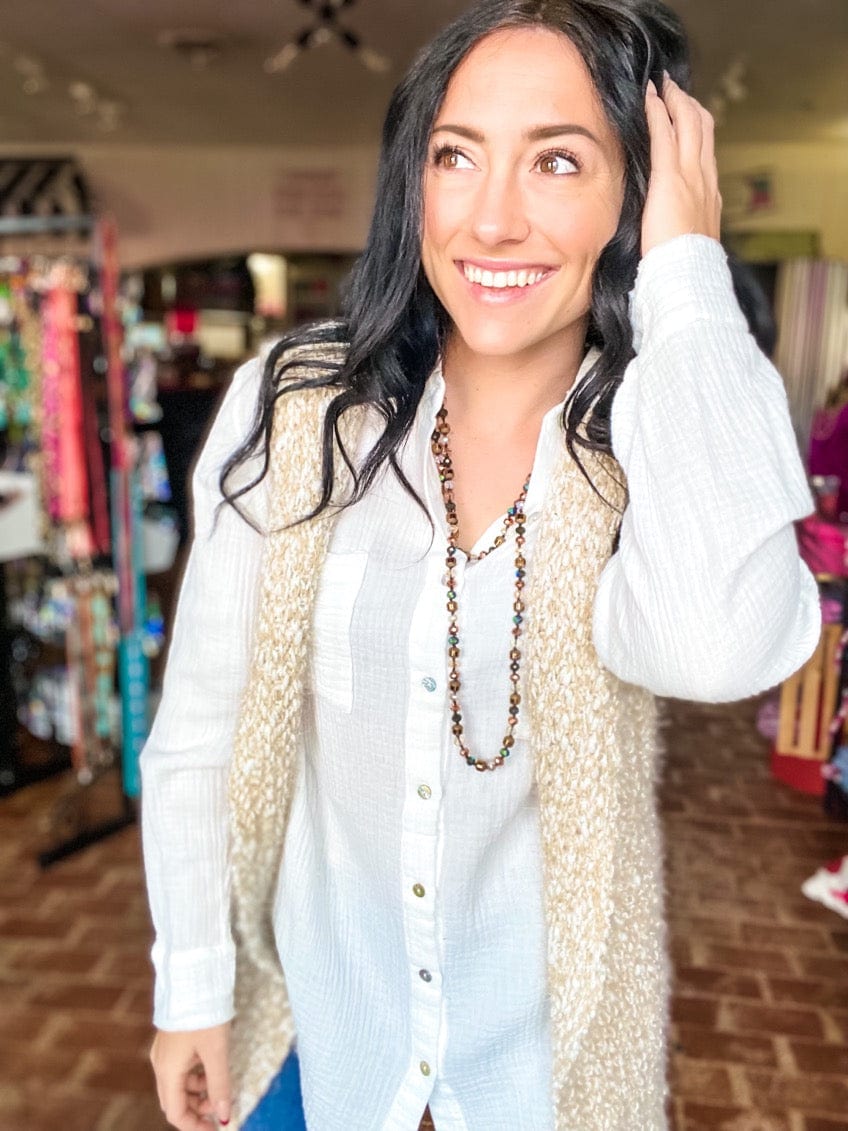 Tops Neutral Sweater Vest Duster One Size