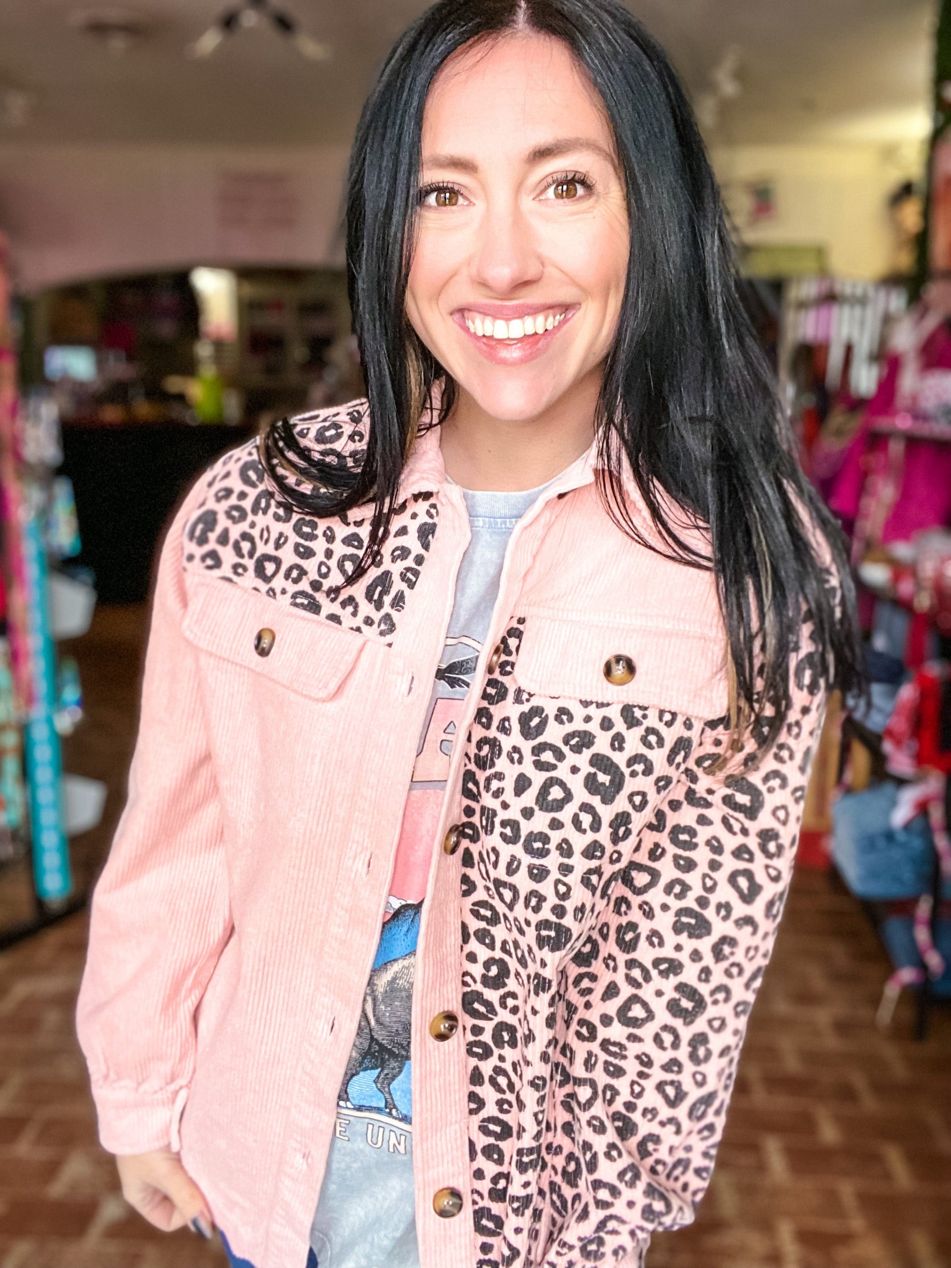 Outerwear Pastel Pink Leopard Shacket