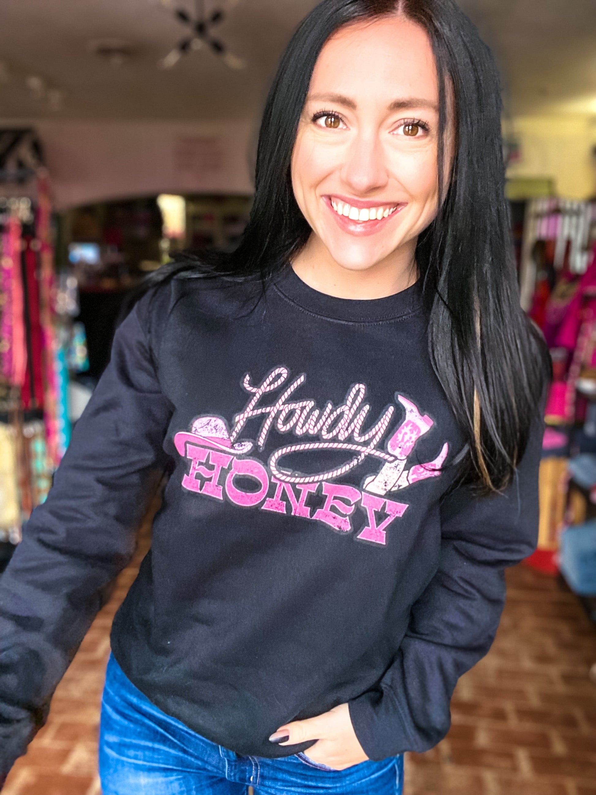 Graphic Tees Pink Howdy Honey Sweatshirt