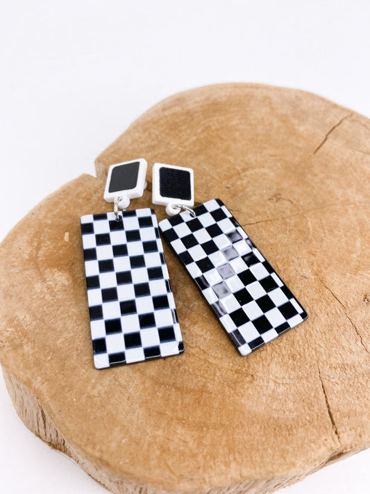 Earrings Rectangle Checkers Earring