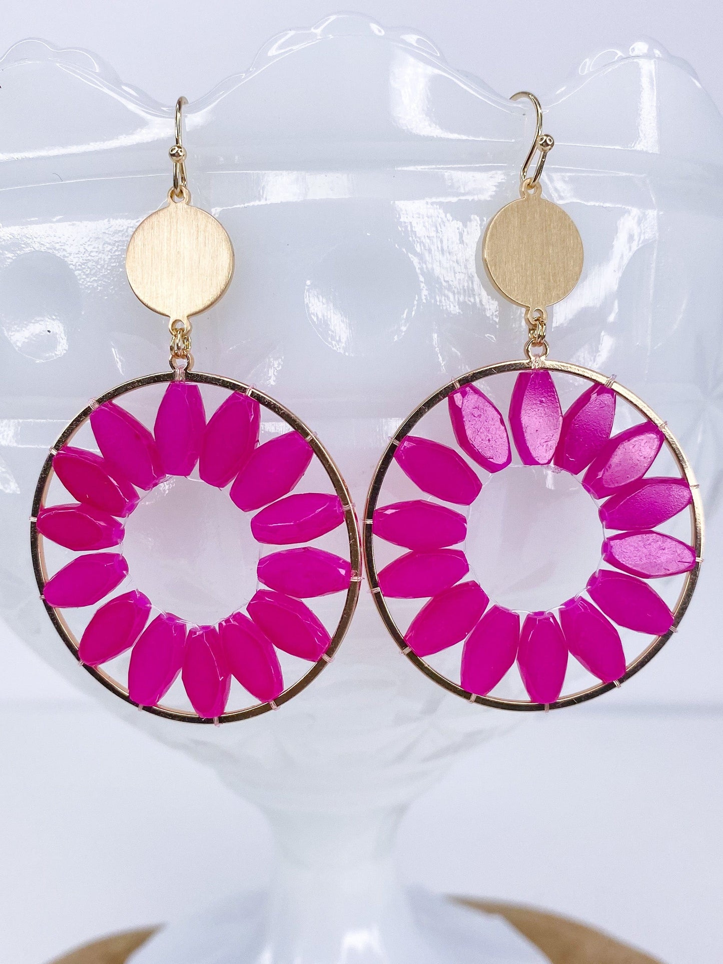 Earrings Shimmer Flower Earring-Pink
