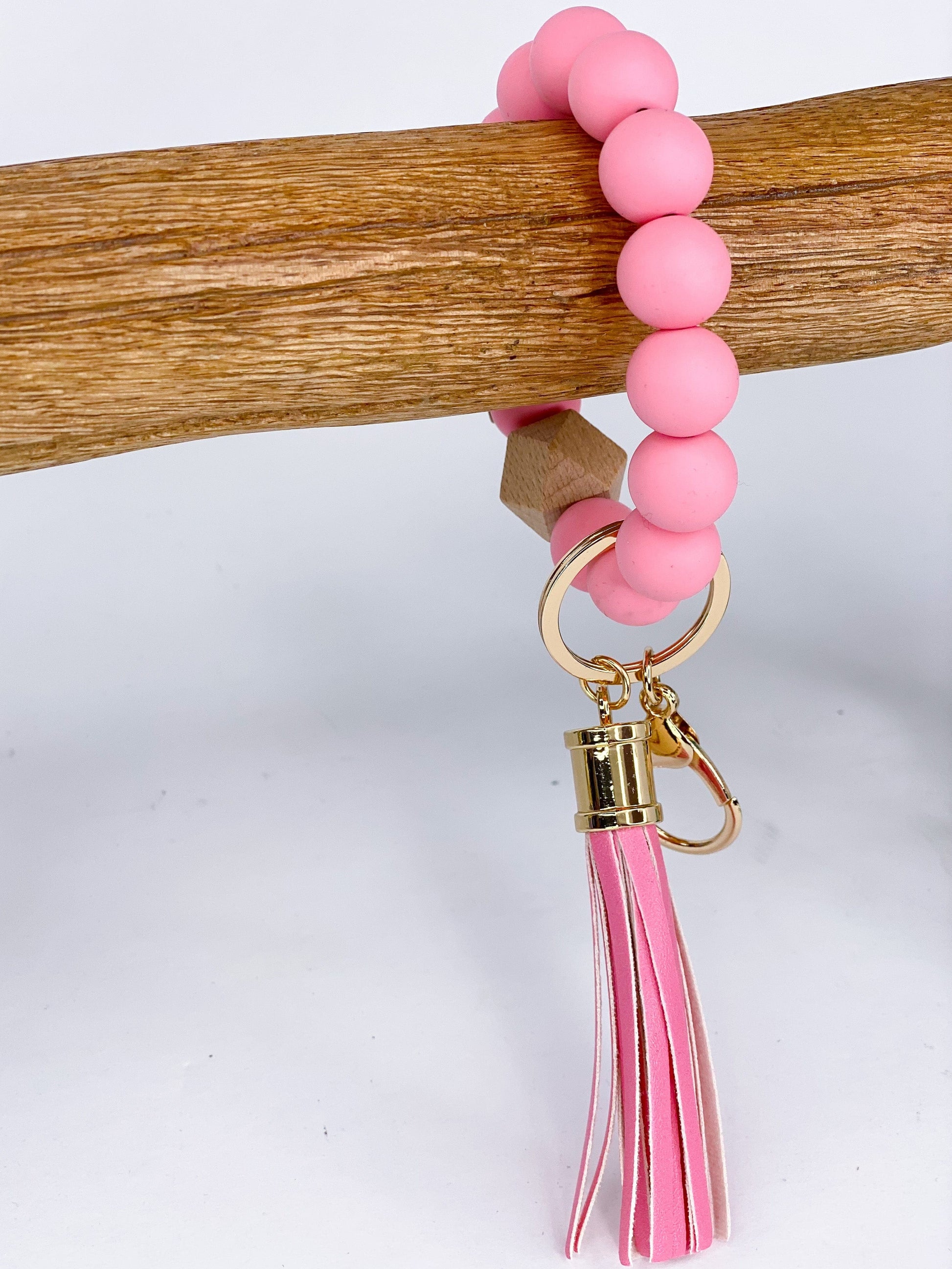 Keychains Beaded Tassel Keychain Solid Bubblegum Pink