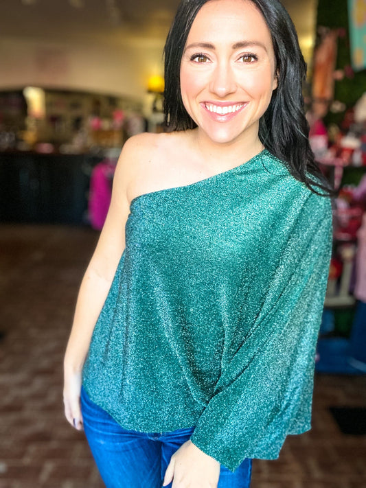 Tops Sparkly One Shoulder Top